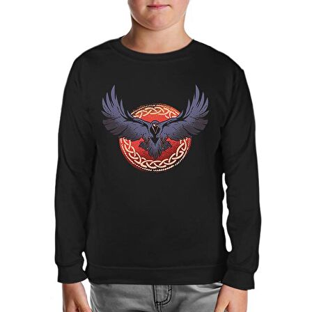 Raven Bird Screaming Siyah Çocuk Sweatshirt