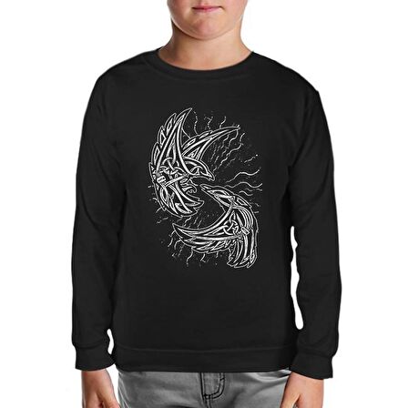 Raven Birds with Viking Knots Siyah Çocuk Sweatshirt