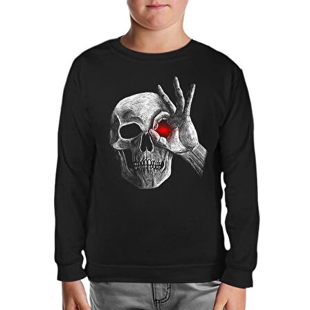 Skull with Red Eye Siyah Çocuk Sweatshirt