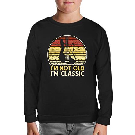 Not Old but Classic Guitar Siyah Çocuk Sweatshirt