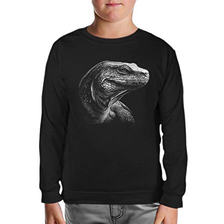 Komodo Dragon Realistic Siyah Çocuk Sweatshirt