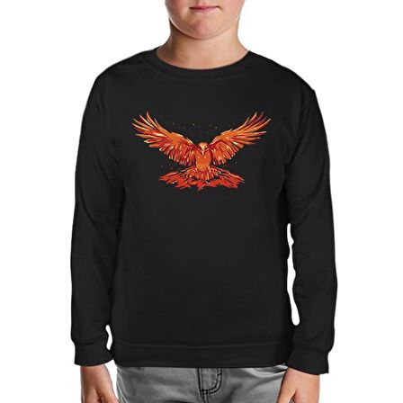 Flying Phoenix Bird  Siyah Çocuk Sweatshirt