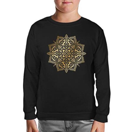 Golden Mandala  Siyah Çocuk Sweatshirt