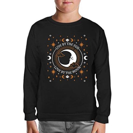 Live by the Sun Love by the Moon Siyah Çocuk Sweatshirt