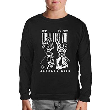 Dragon with Moon and Flowers Siyah Çocuk Sweatshirt