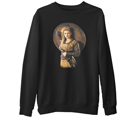 Vikings - Lagertha Siyah Erkek Kalın Sweatshirt