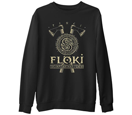 Vikings - Floki  Siyah Erkek Kalın Sweatshirt