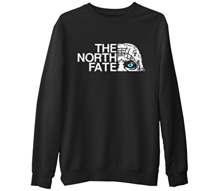The North Fate  Siyah Erkek Kalın Sweatshirt