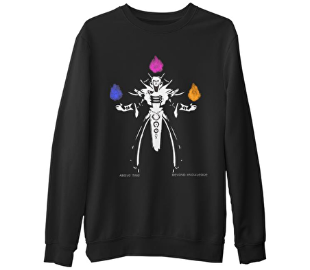 Dota 2 - Invoker Above  Siyah Erkek Kalın Sweatshirt