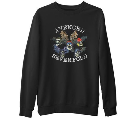Avenged Sevenfold - Faces  Siyah Erkek Kalın Sweatshirt