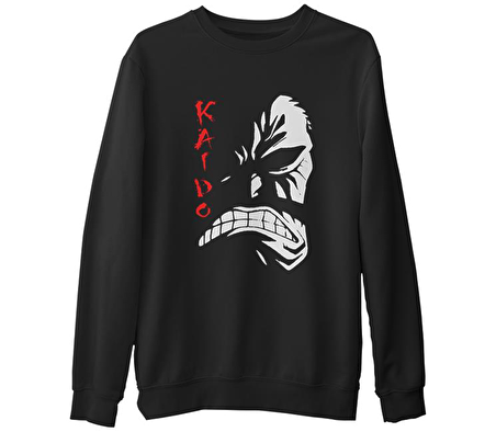 One Piece - Kaido  Siyah Erkek Kalın Sweatshirt