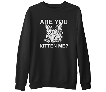 Are You Kitten Me  Siyah Erkek Kalın Sweatshirt