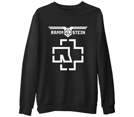 Rammstein - Logo  Siyah Erkek Kalın Sweatshirt