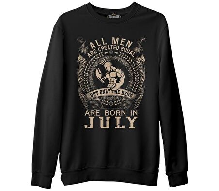 Burç Yengeç- Born in July  Siyah Erkek Kalın Sweatshirt