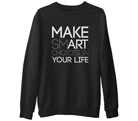 Yazı - Smart  Siyah Erkek Kalın Sweatshirt
