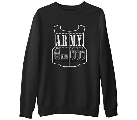 BTS - Army  Siyah Erkek Kalın Sweatshirt