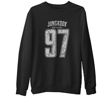 BTS -  Jungkook 97  Siyah Erkek Kalın Sweatshirt