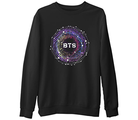 BTS -  4th  Siyah Erkek Kalın Sweatshirt