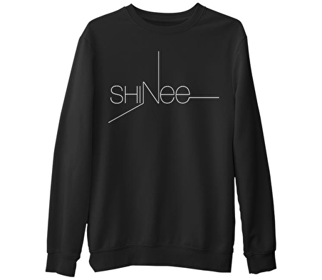 Shinee - Logo Siyah Erkek Kalın Sweatshirt