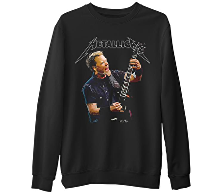 Metallica - James Guitar  Siyah Erkek Kalın Sweatshirt
