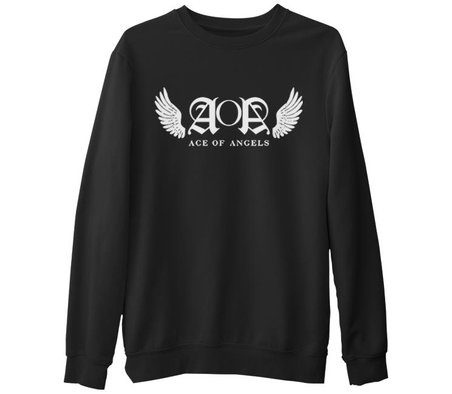 AOA - Wings Siyah Erkek Kalın Sweatshirt