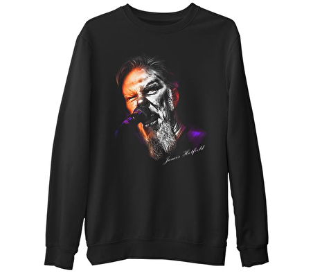 Metallica - James Microphone  Siyah Erkek Kalın Sweatshirt