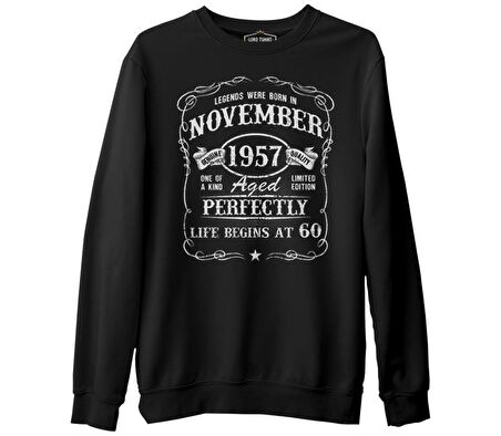 Burç - Born in November 60 Siyah Erkek Kalın Sweatshirt