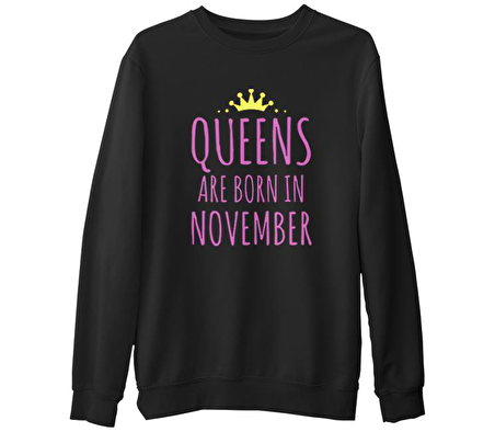 Burç - November Queens Siyah Erkek Kalın Sweatshirt