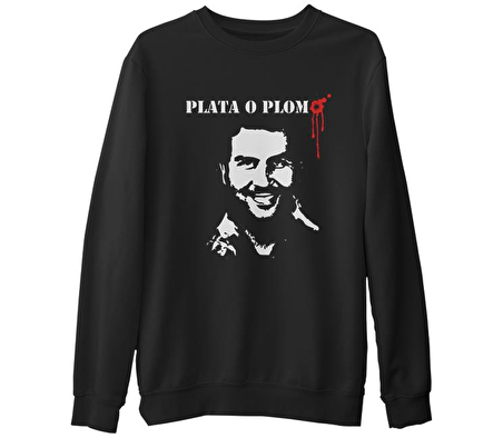 Narcos - Plata o Plomo 2  Siyah Erkek Kalın Sweatshirt