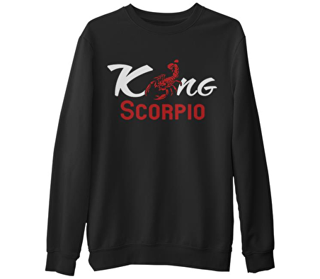 Burç - Scorpio King Siyah Erkek Kalın Sweatshirt