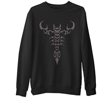 Burç - Scorpio Tatoo Siyah Erkek Kalın Sweatshirt