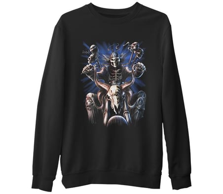 Motosiklet - Ride or Die  Siyah Erkek Kalın Sweatshirt