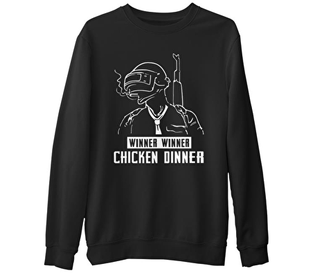 PUBG - Winner Winner Siyah Erkek Kalın Sweatshirt