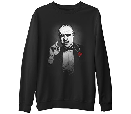 The Godfather - The Rule Siyah Erkek Kalın Sweatshirt