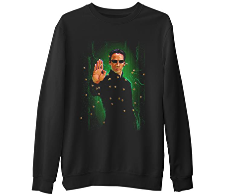 Matrix - Bullets Siyah Erkek Kalın Sweatshirt