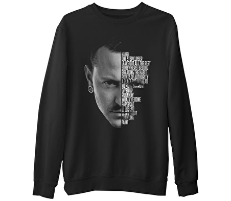 Linkin Park - Chester Siyah Erkek Kalın Sweatshirt
