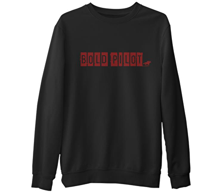 Bold Pilot Siyah Erkek Kalın Sweatshirt
