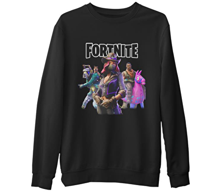 Fortnite - Pets Siyah Erkek Kalın Sweatshirt