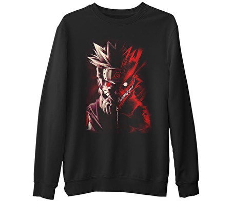 Naruto - Storm Siyah Erkek Kalın Sweatshirt
