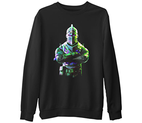 Fortnite - Chevalier 2 Siyah Erkek Kalın Sweatshirt