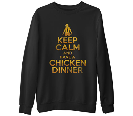 PUBG - Keep Calm Siyah Erkek Kalın Sweatshirt