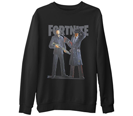 Fortnite - Gangs Siyah Erkek Kalın Sweatshirt