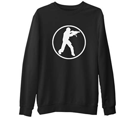 Counter Strike - CS Soldier Siyah Erkek Kalın Sweatshirt