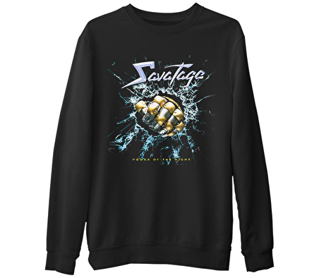 Savatage - Power of the Night  Siyah Erkek Kalın Sweatshirt