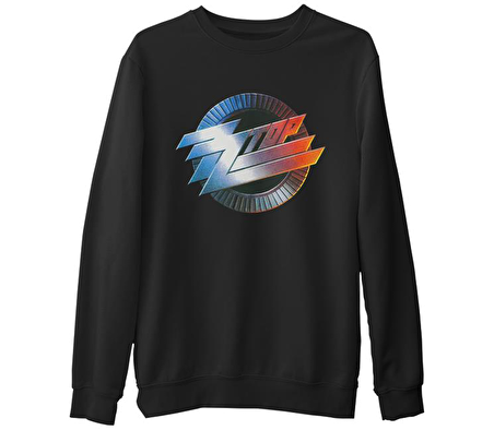 ZZ Top - Logo Siyah Erkek Kalın Sweatshirt