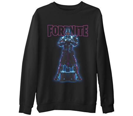 Fortnite - X Knight Siyah Erkek Kalın Sweatshirt