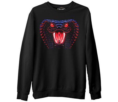 Yılan  Siyah Erkek Kalın Sweatshirt