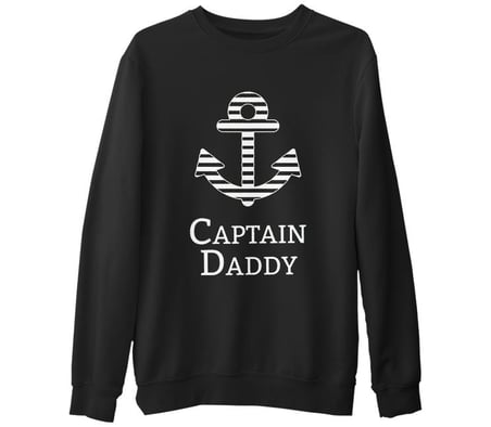 Captain Daddy 2 Siyah Erkek Kalın Sweatshirt