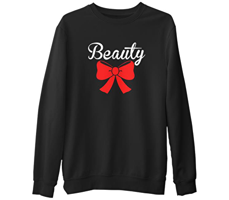 Beauty and the Beast - Beauty Siyah Erkek Kalın Sweatshirt