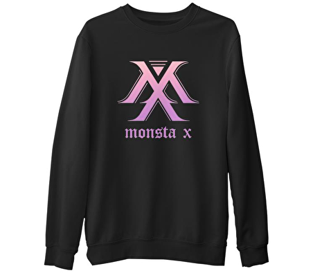Monsta X - MX Siyah Erkek Kalın Sweatshirt